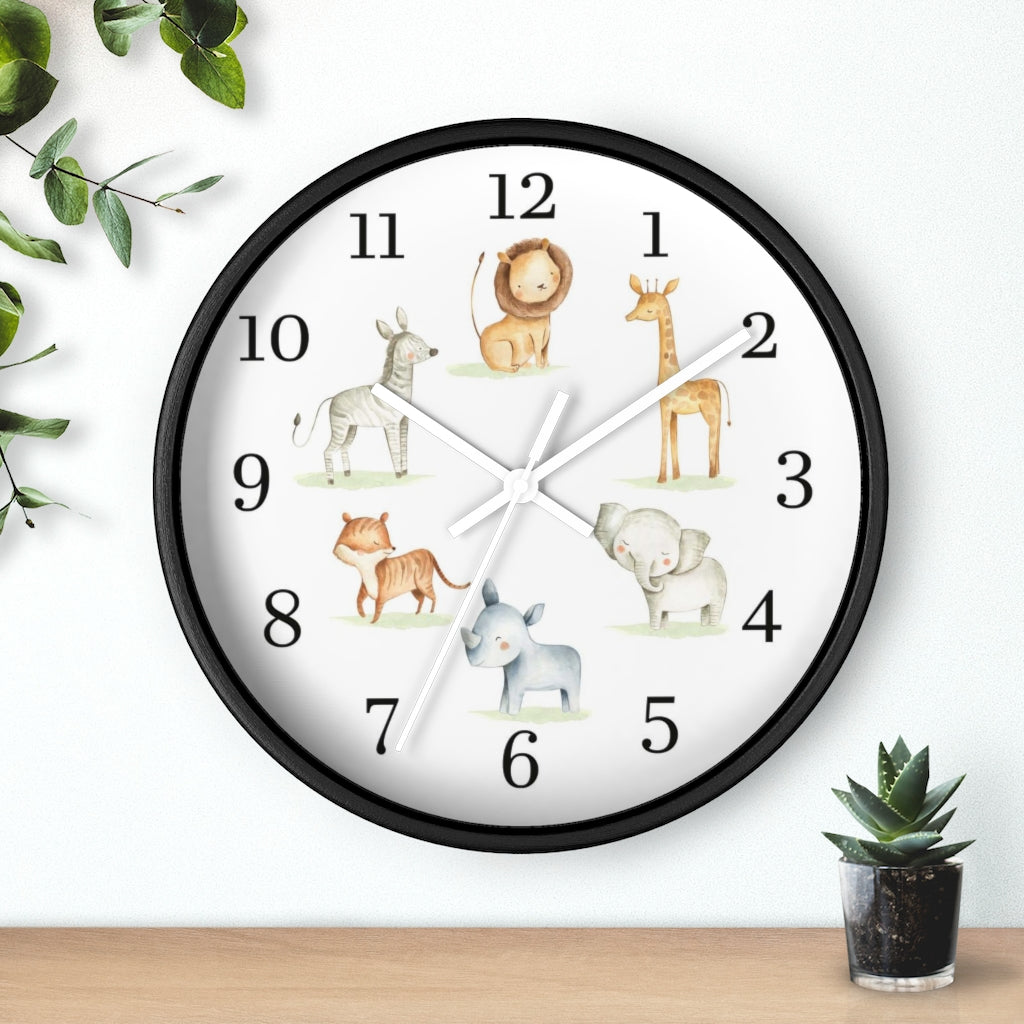 Safari animals clock, Jungle Nursery Decor - Baby Africa