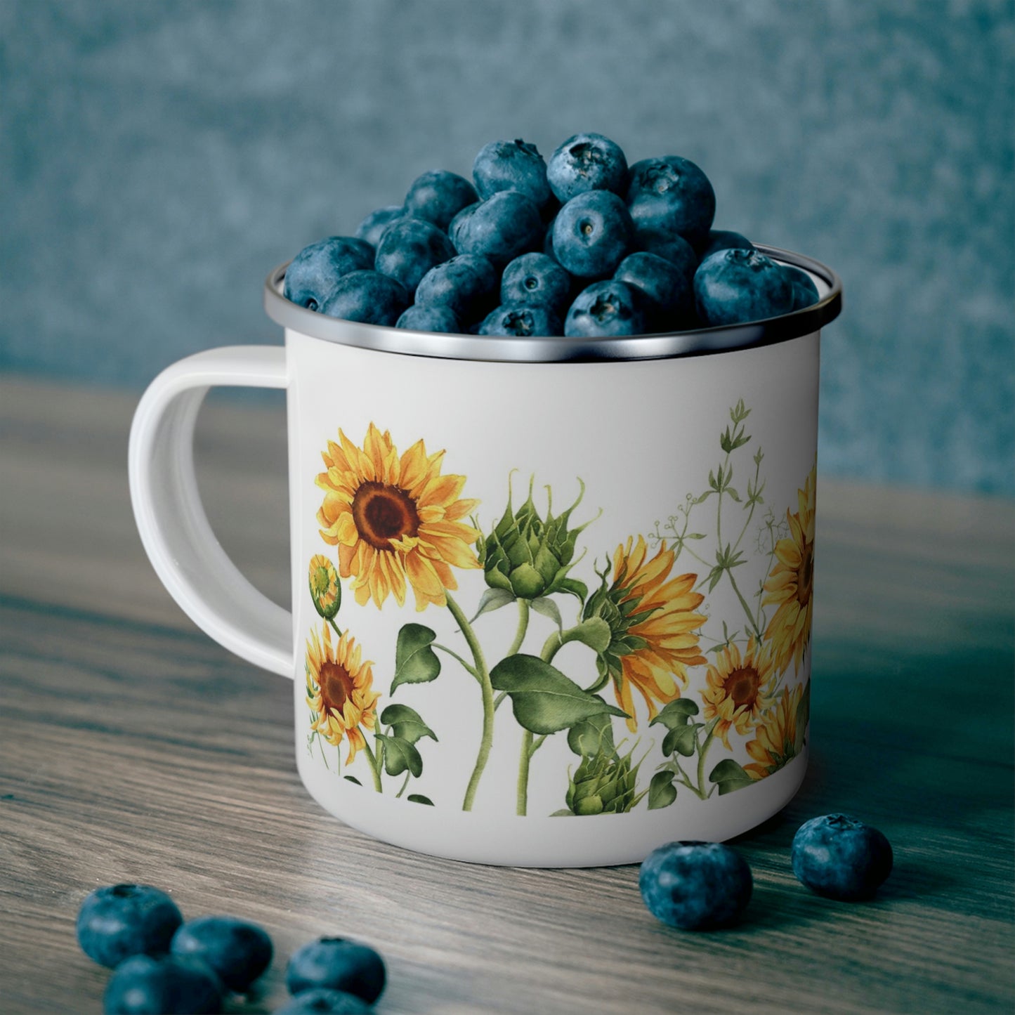 Sunflower Enamel Camping Mug, Sunflower mug