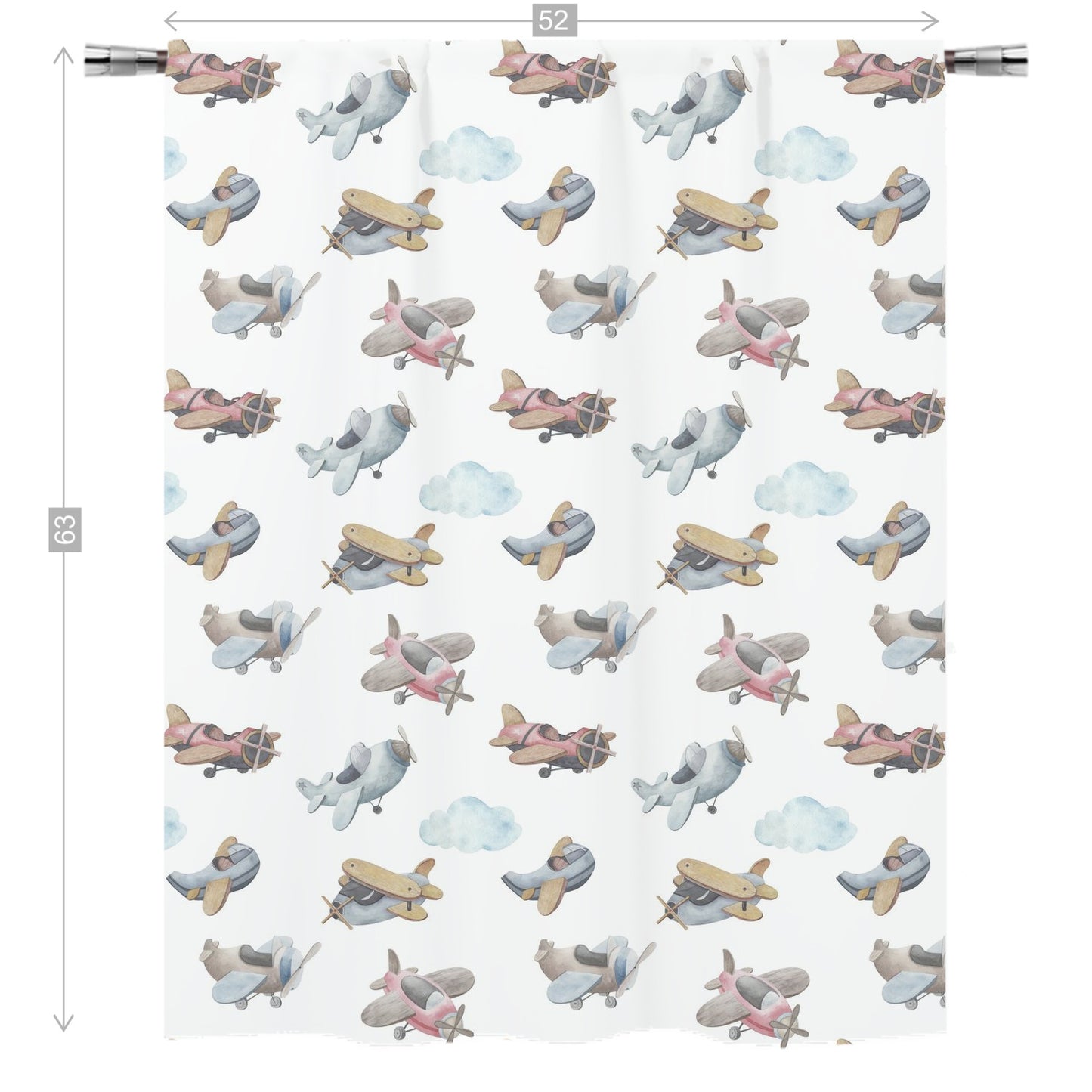 Airplanes Curtain single panel, Airplanes Nursery Bedding - Little Aviator