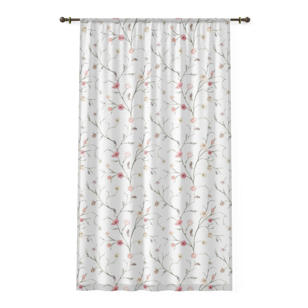 Boho Floral sheer Curtains, floral Nursery Curtains - Blush Wildflowers