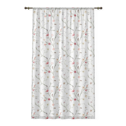 Boho Floral sheer Curtains, floral Nursery Curtains - Blush Wildflowers