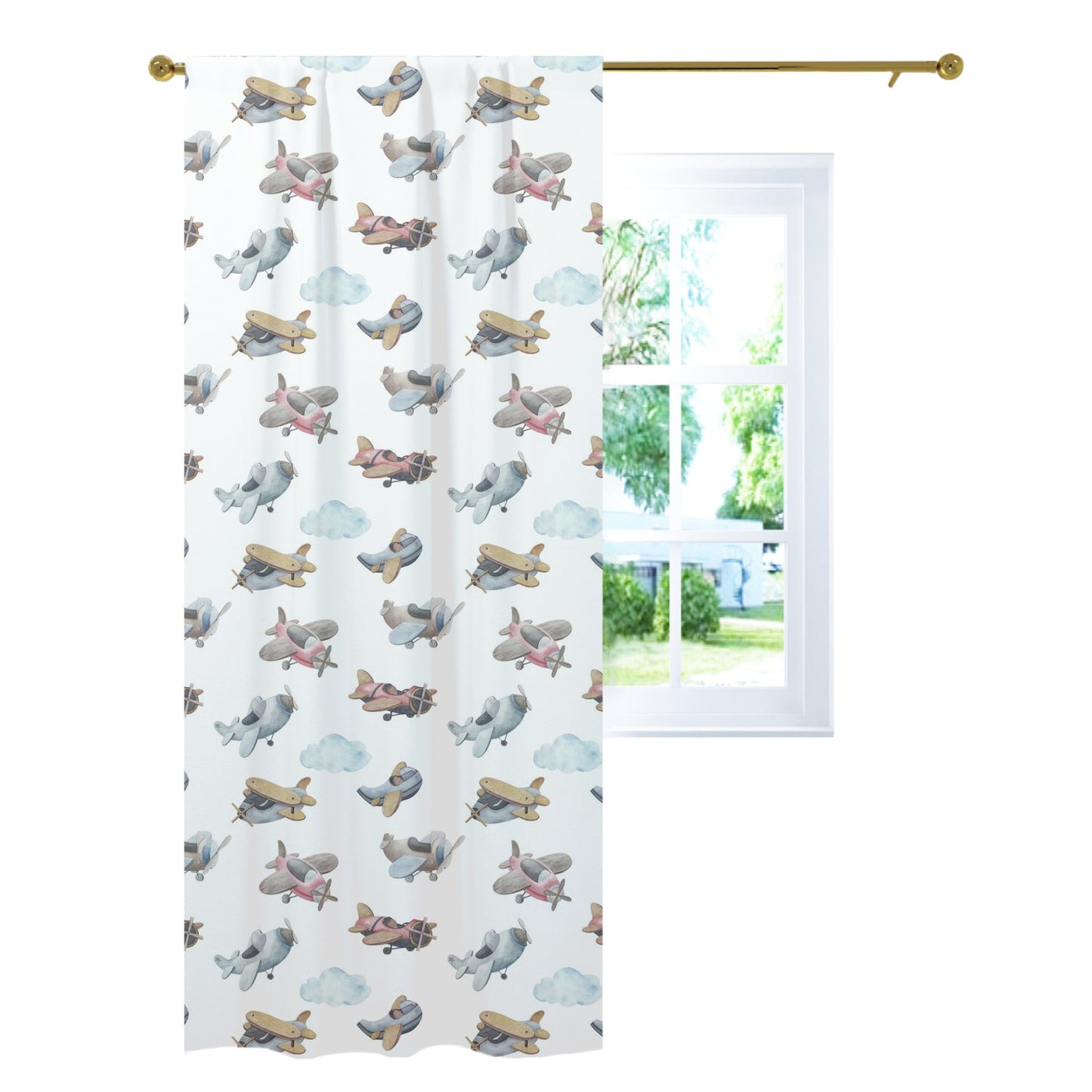 Airplanes Curtain single panel, Airplanes Nursery Bedding - Little Aviator