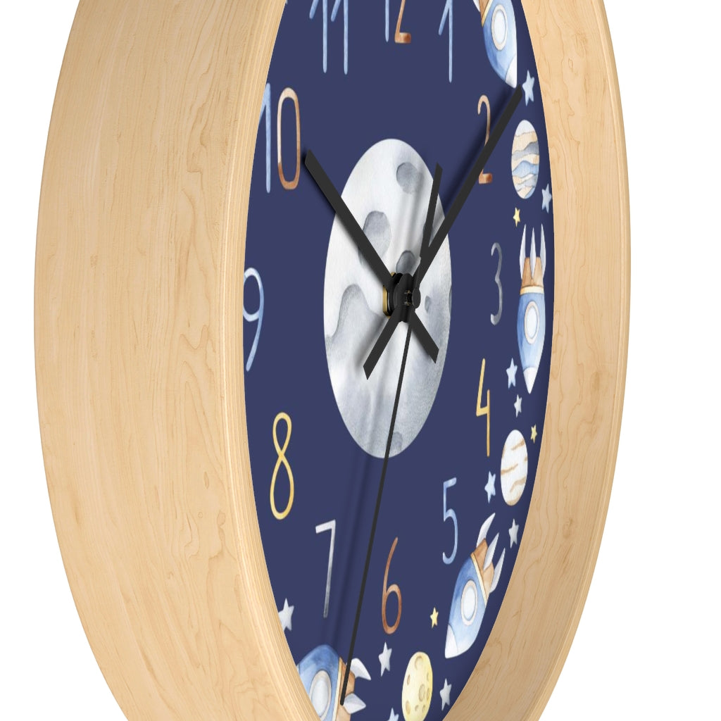 Space Nursery Clock, Planets Kids Room Décor - Outer Space