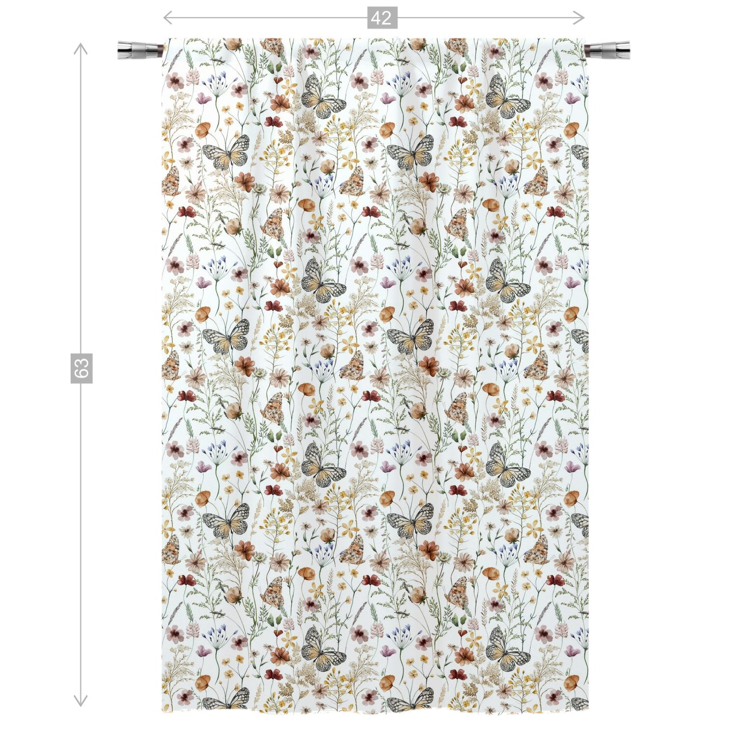 Wildflowers Curtain, Single Panel, Butterfly nursery decor - Butterfly garden