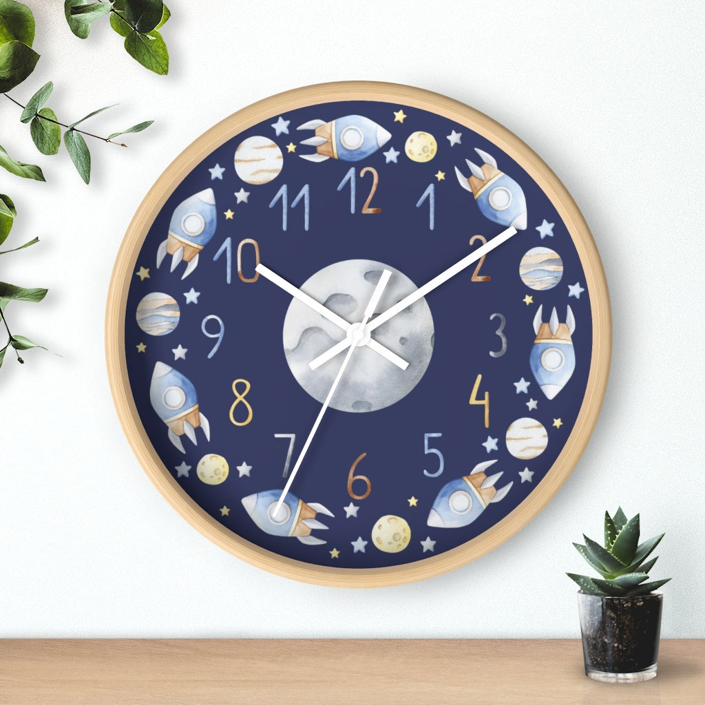 Space Nursery Clock, Planets Kids Room Décor - Outer Space