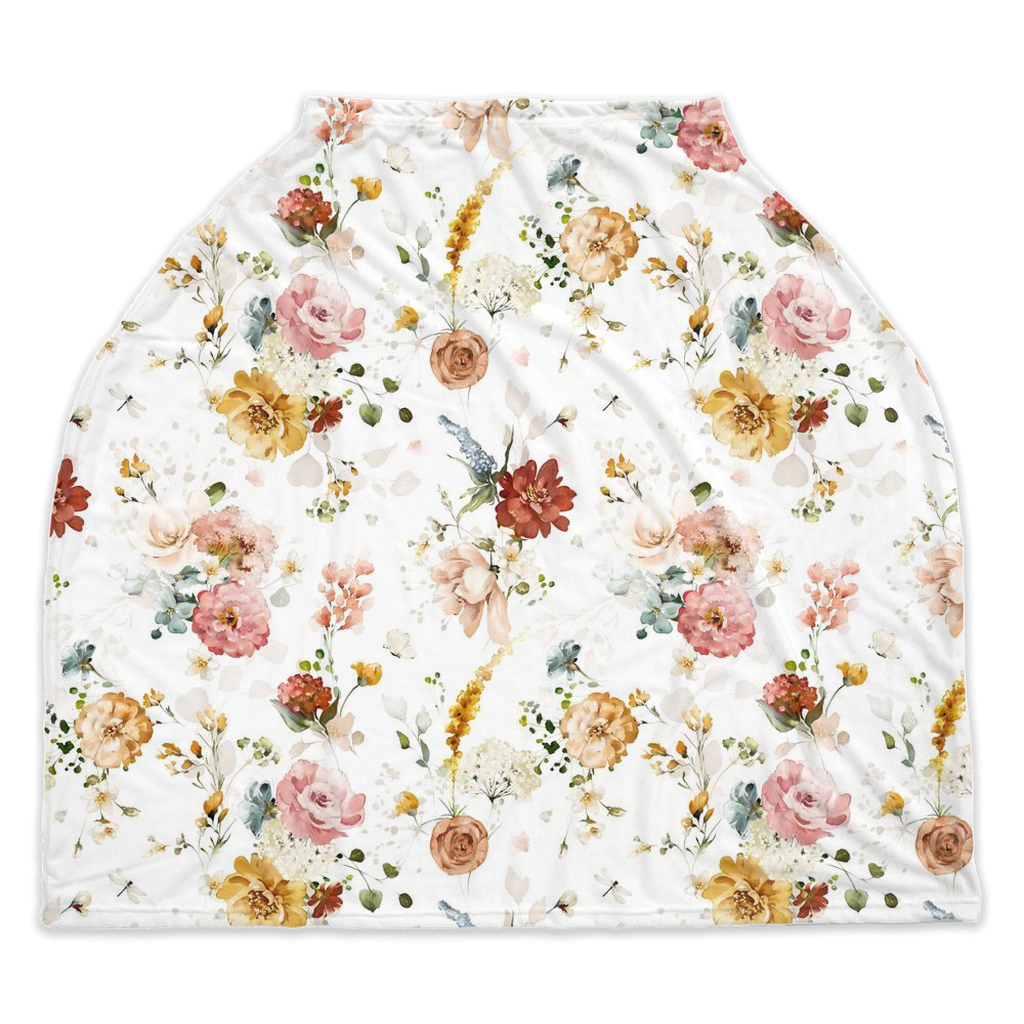 Floral Garden Car Seat Cover, Wilflowers Nursing Cover - Vintage Garden