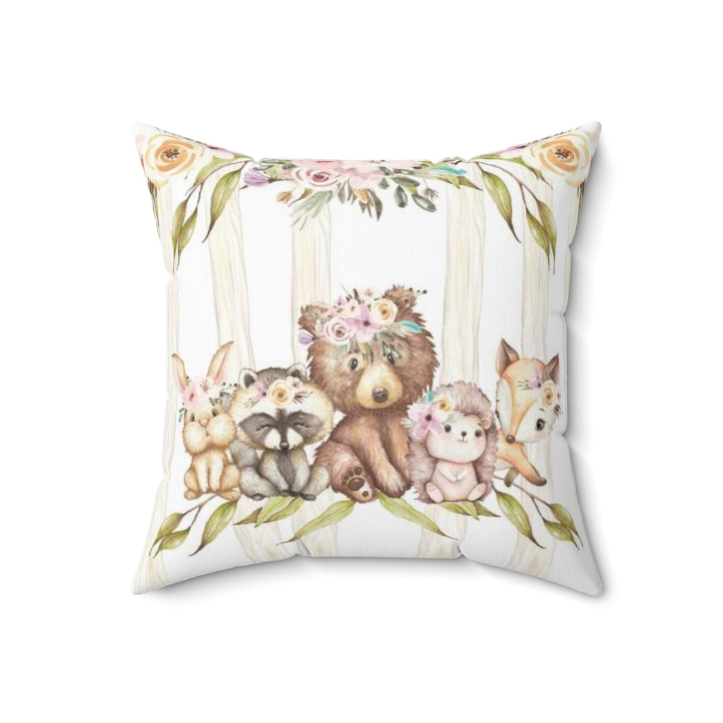 Girl Woodland Animals Pillow Cover, Woodland Nursery decor - Forest Friends