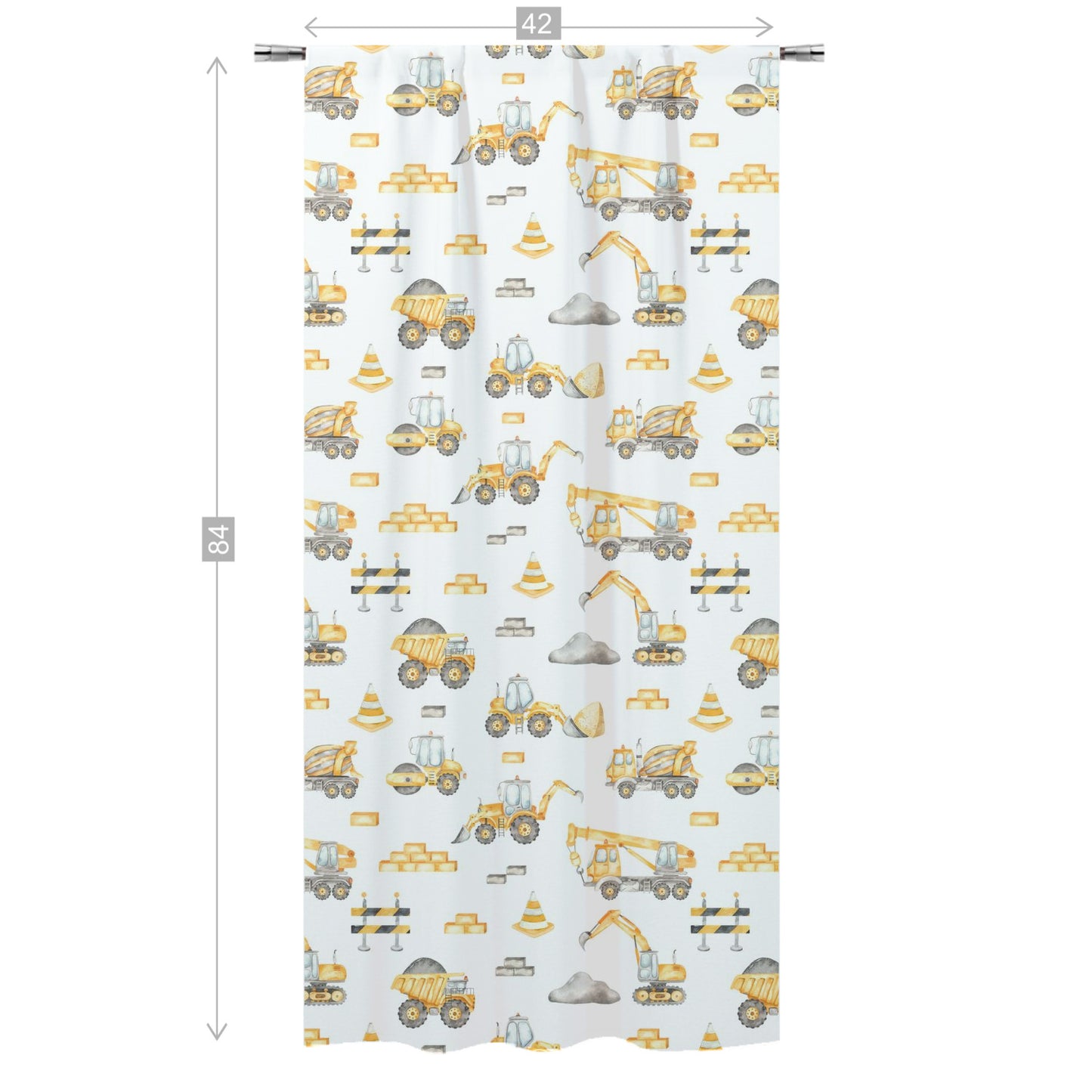 Construction truck curtain single panel, Construction nursery decor - Under Construction