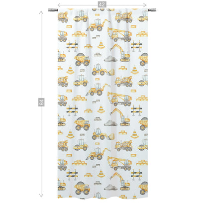 Construction truck curtain single panel, Construction nursery decor - Under Construction