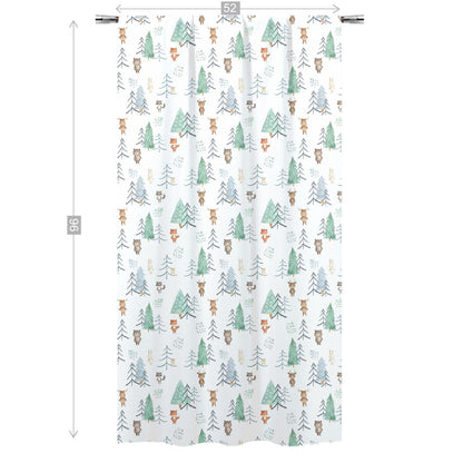 Woodland Curtain Single Panel, Forest Nursery Decor - Scandi Woodland