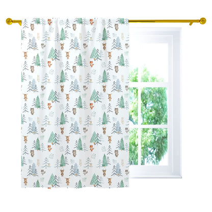 Woodland Curtain Single Panel, Forest Nursery Decor - Scandi Woodland