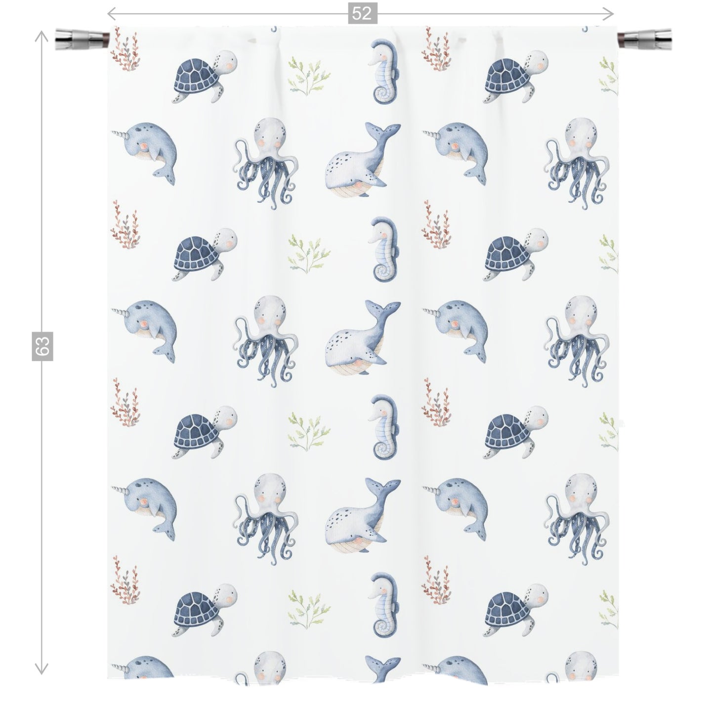 Under the Sea Nursery Curtains Single Panel | Sea Animals Nursery Decor - Little Ocean