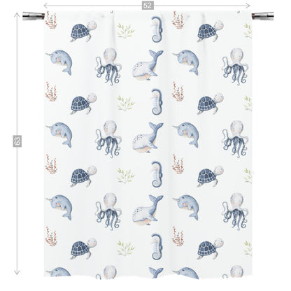 Under the Sea Nursery Curtains Single Panel | Sea Animals Nursery Decor - Little Ocean