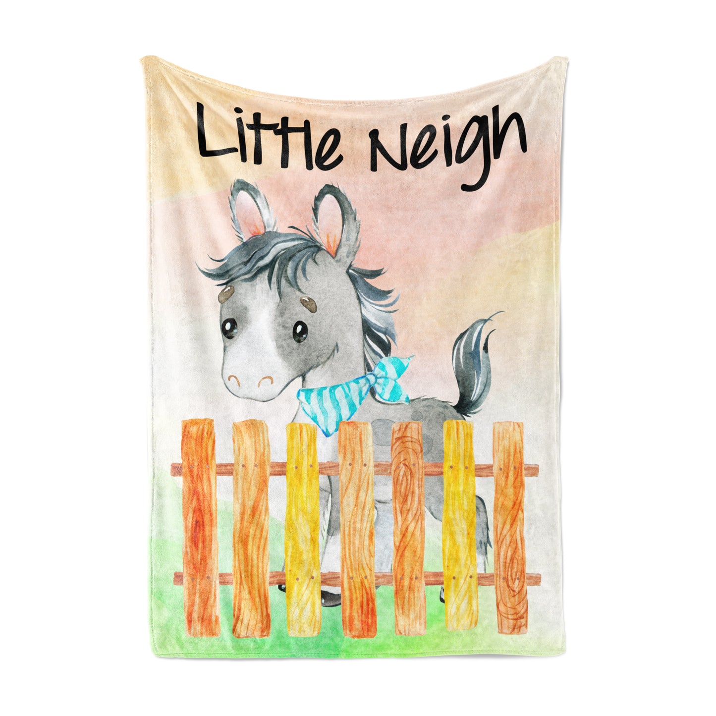 Little Neigh Donkey Minky Blanket, Farm Nursery Bedding - Farm Babies