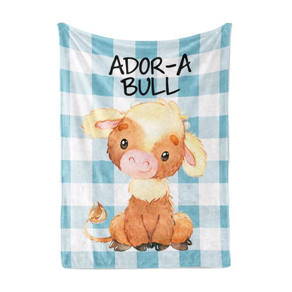 Ador-a Bull Minky Blanket, Farm Nursery Bedding - Farm Babies