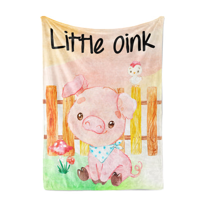 Little Oink Pig Minky Blanket, Farm Nursery Bedding - Farm Babies