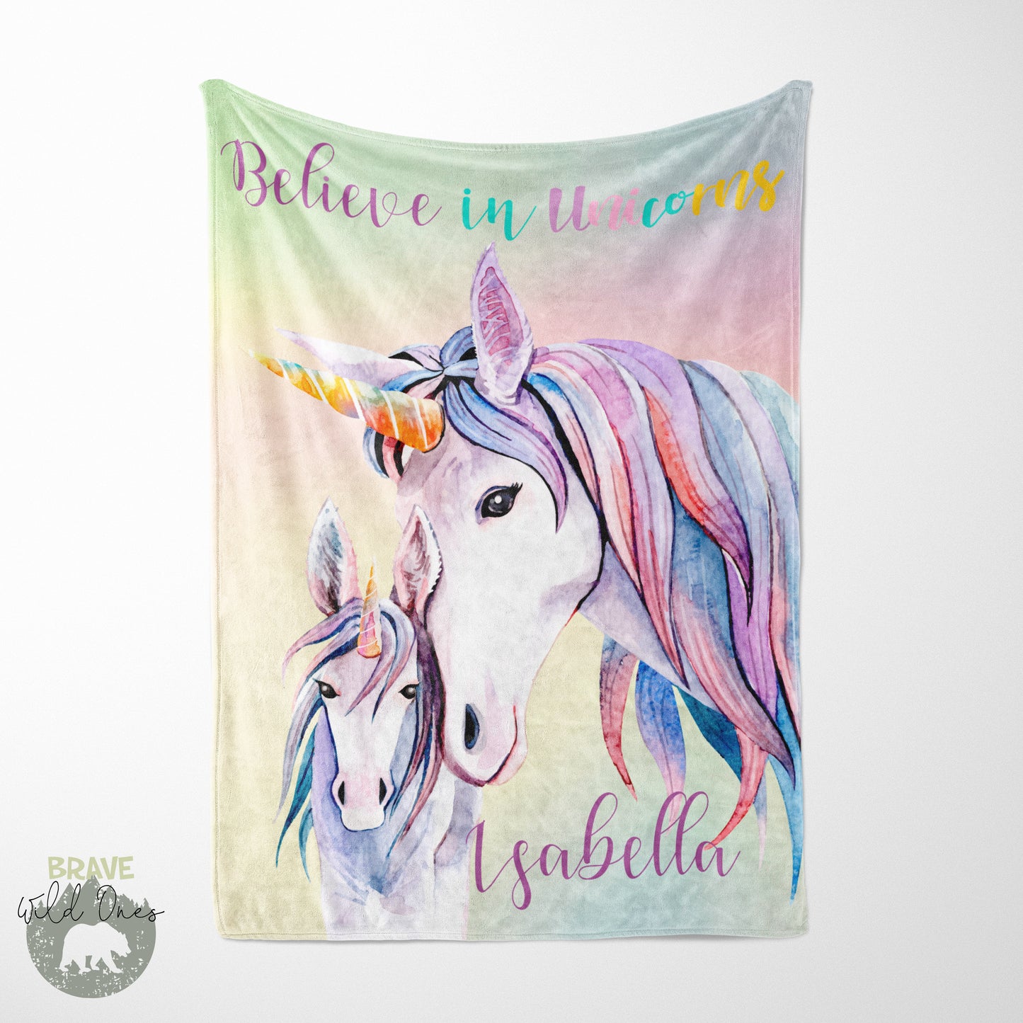 Believe in Unicorns Personalized Minky Blanket, Unicorn Nursery Bedding