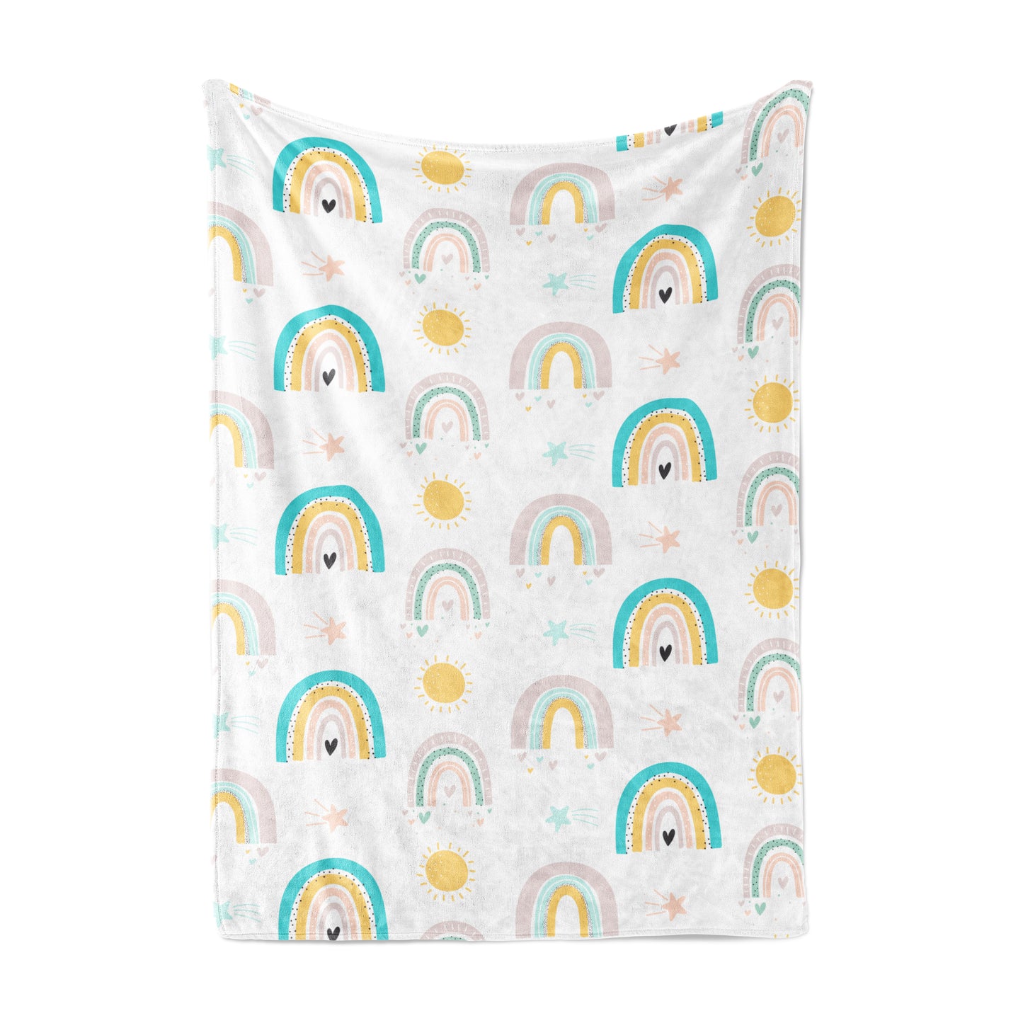 Sun stars and Rainbow Minky Blanket, Rainbow Nursery Bedding
