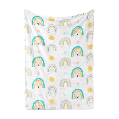 Sun stars and Rainbow Minky Blanket, Rainbow Nursery Bedding