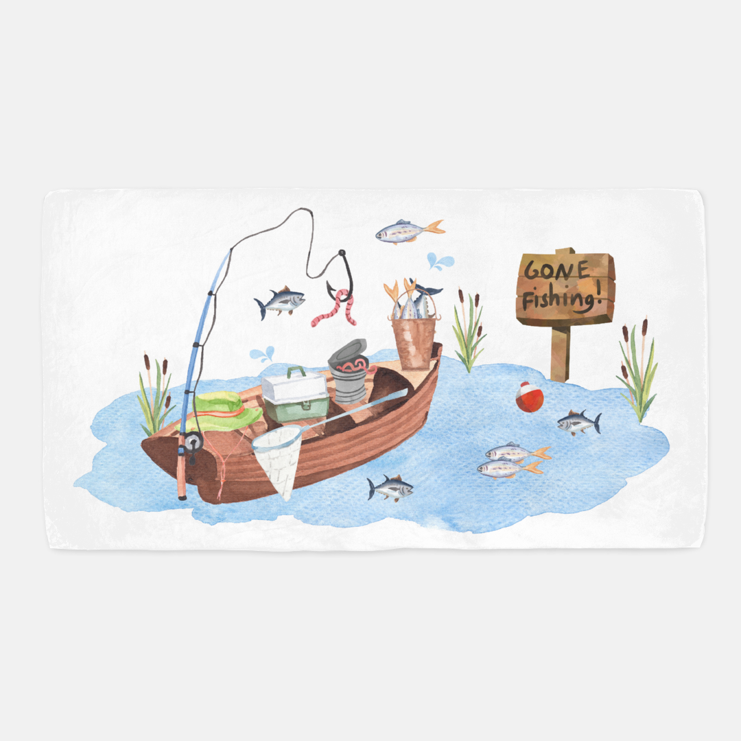 Fishing Crib Sheet, Gone fishing Nursery Bedding- Little Fisherman