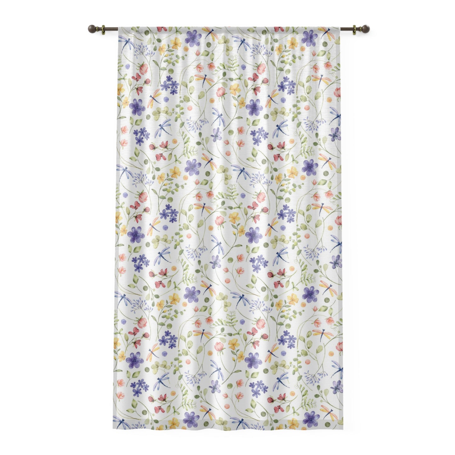 Wildflower sheer Curtain, Dragonfly curtains single panel, Floral curtains