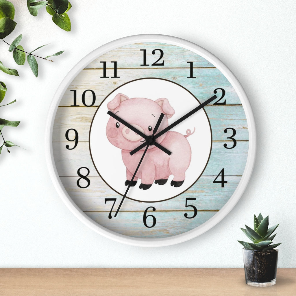 Pig Kids Wall Clock | Farm Nursery Decor