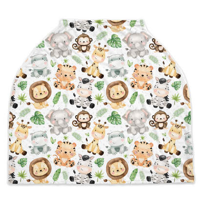 Safari Animals Car seat Cover, Jungle Nursing Cover - Safari Explorer