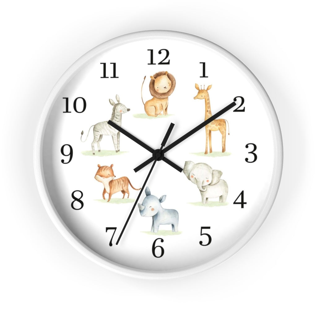 Safari animals clock, Jungle Nursery Decor - Baby Africa