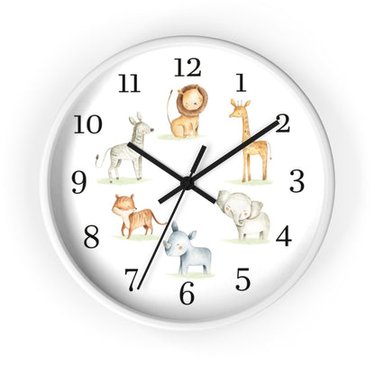 Safari animals clock, Jungle Nursery Decor - Baby Africa