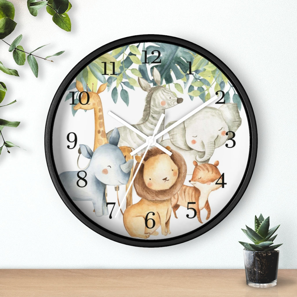 Safari animals kids wall clock, Jungle Nursery Decor - Baby Africa