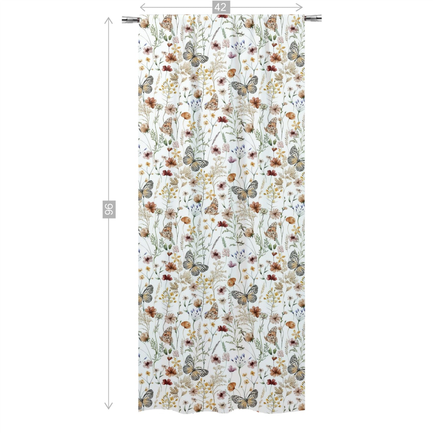 Wildflowers Curtain, Single Panel, Butterfly nursery decor - Butterfly garden