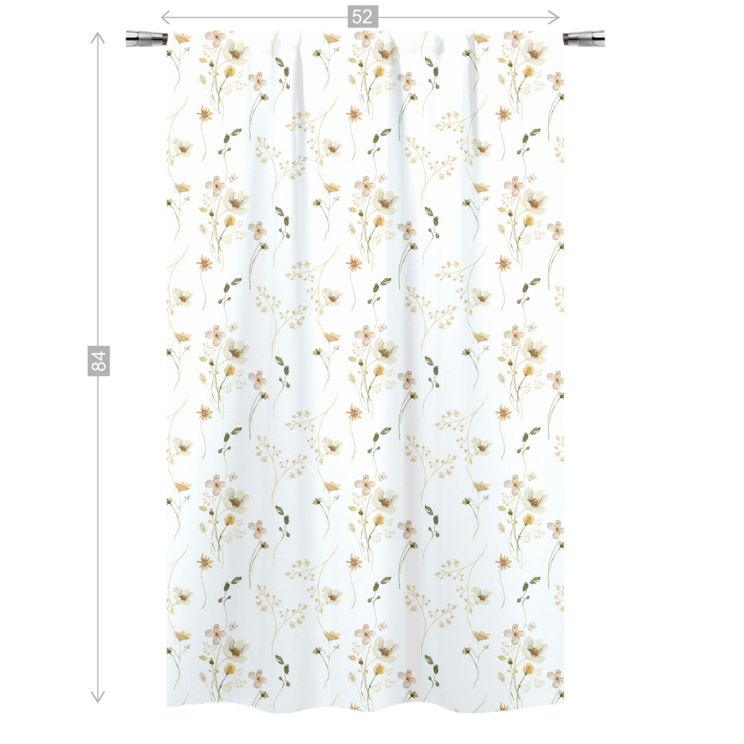 Wildflower Nursery Curtains, Wild Flowers Curtain Single Panel - Mustard Wildflowers