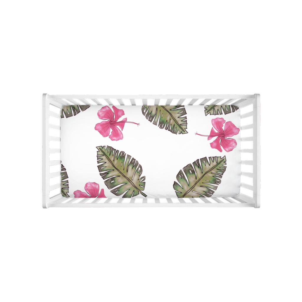 Hibiscus Crib Sheet, Floral Nursery Bedding