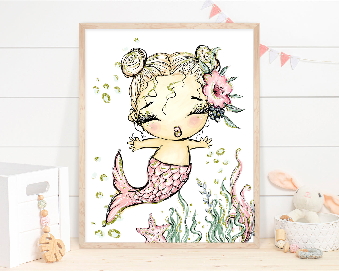 Mermaid Wall Art, Mermaid Nursery Prints set of 3