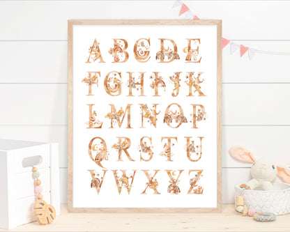 Boho Alphabet Wall Art, Ocean Nursery Prints Set of 6