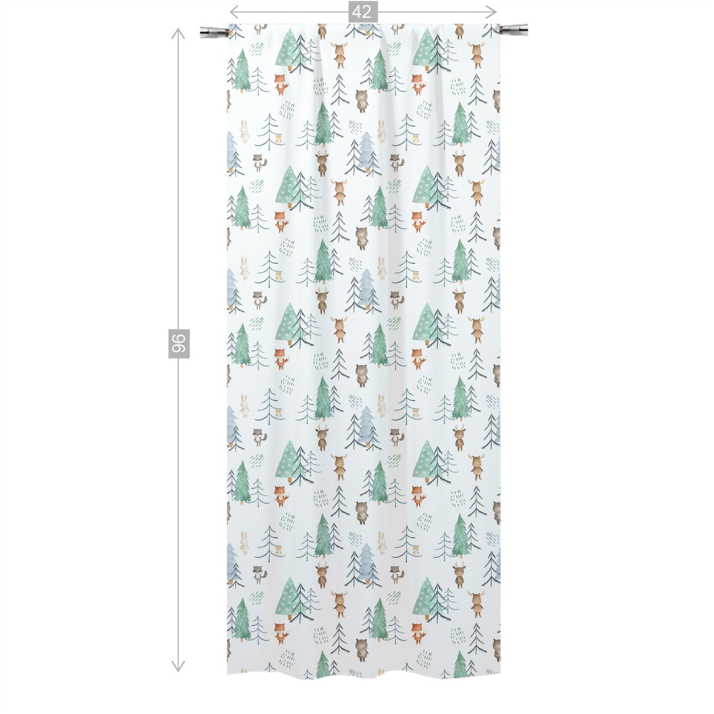 Woodland Curtain Single Panel, Forest Nursery Decor - Scandi Woodland