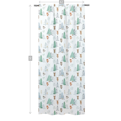 Woodland Curtain Single Panel, Forest Nursery Decor - Scandi Woodland