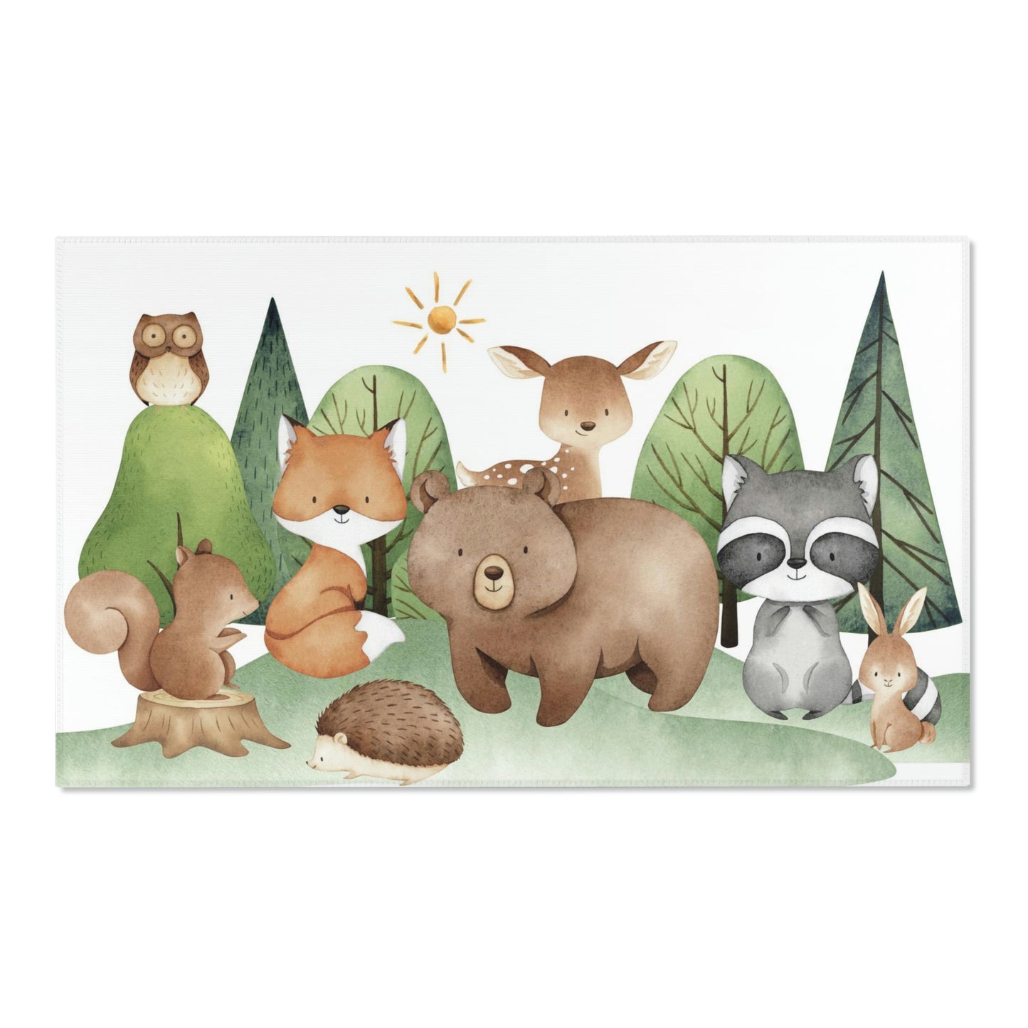 Woodland Animals Rug - Woodland nursery decor - Tiny Woodland