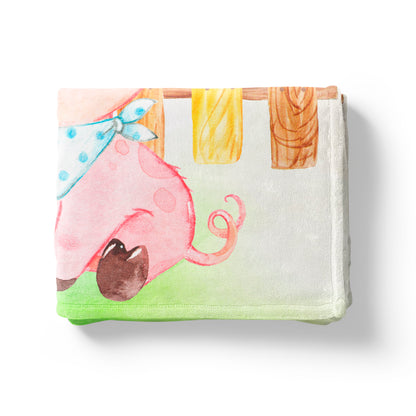 Little Oink Pig Minky Blanket, Farm Nursery Bedding - Farm Babies