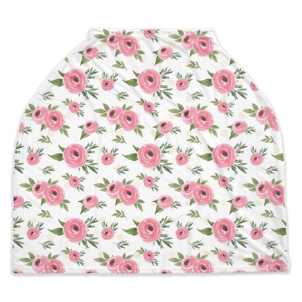 Pink FloralCar Seat Cover, Roses Nursing Cover - Beary Pink