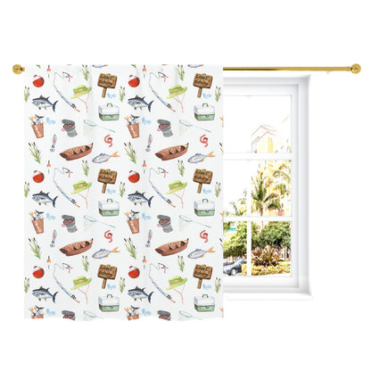 Fishing nursery curtain single panel - Fishing nursery decor - Little fisherman