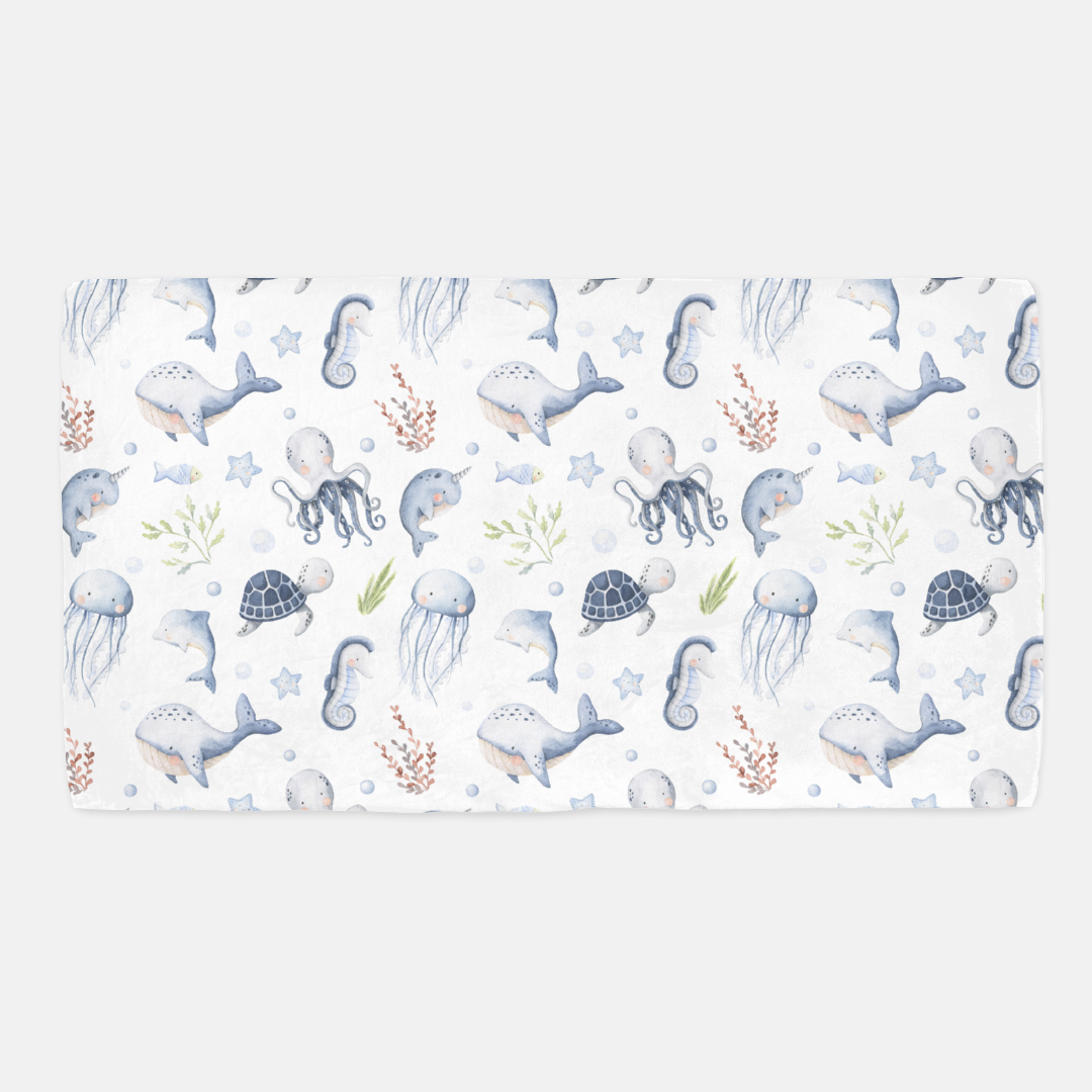 Under the sea Crib Sheet, Ocean Nursery Bedding- Little Ocean