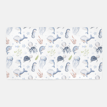 Under the sea Crib Sheet, Ocean Nursery Bedding- Little Ocean