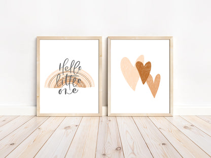 Set of 2 PRINTABLE Rainbow Wall Art, Rainbow Nursery Prints - Earthy Rainbow