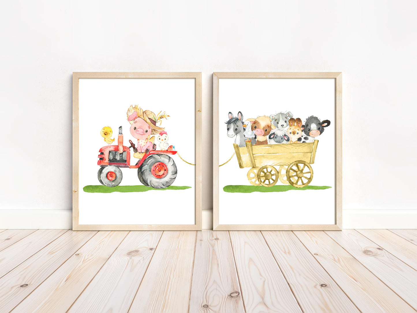 Farm Animals Wall Art, Farm Nursery Prints Set of 2 - Farm Babies