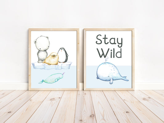 Arctic Animals Wall Art, Arctic Nursery Prints - Set of 2 DIGITAL DOWNLOAD