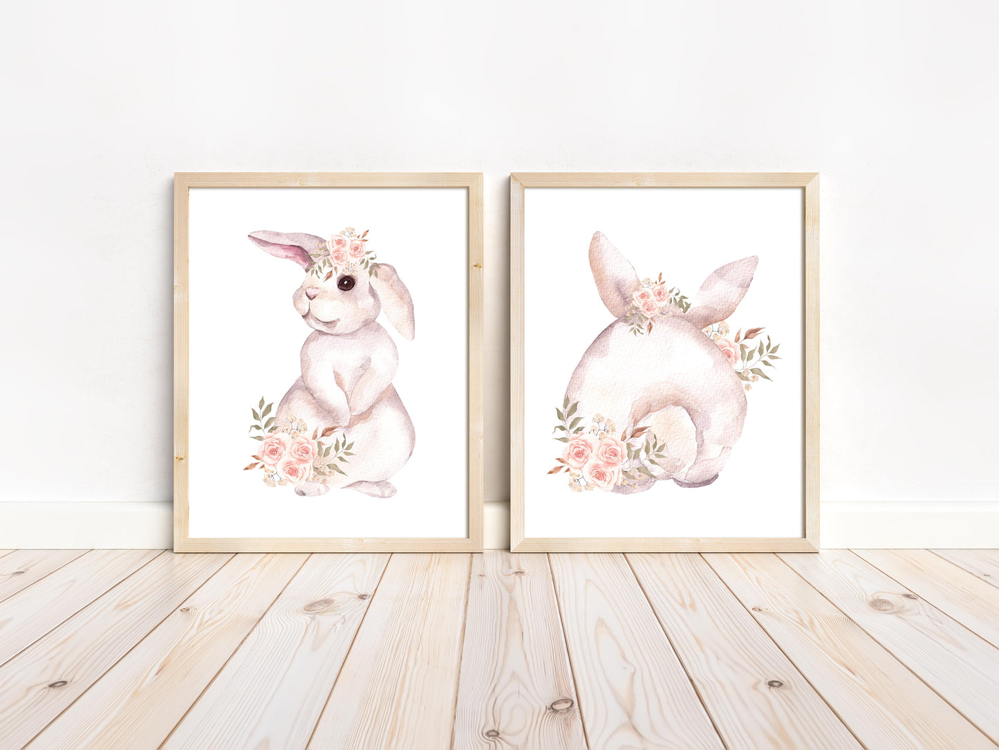 Bunny Wall Art, Woodland Nursery Prints set of 2