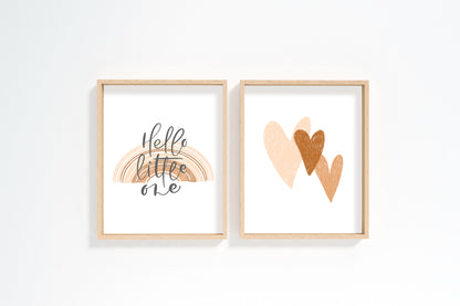 Set of 2 PRINTABLE Rainbow Wall Art, Rainbow Nursery Prints - Earthy Rainbow