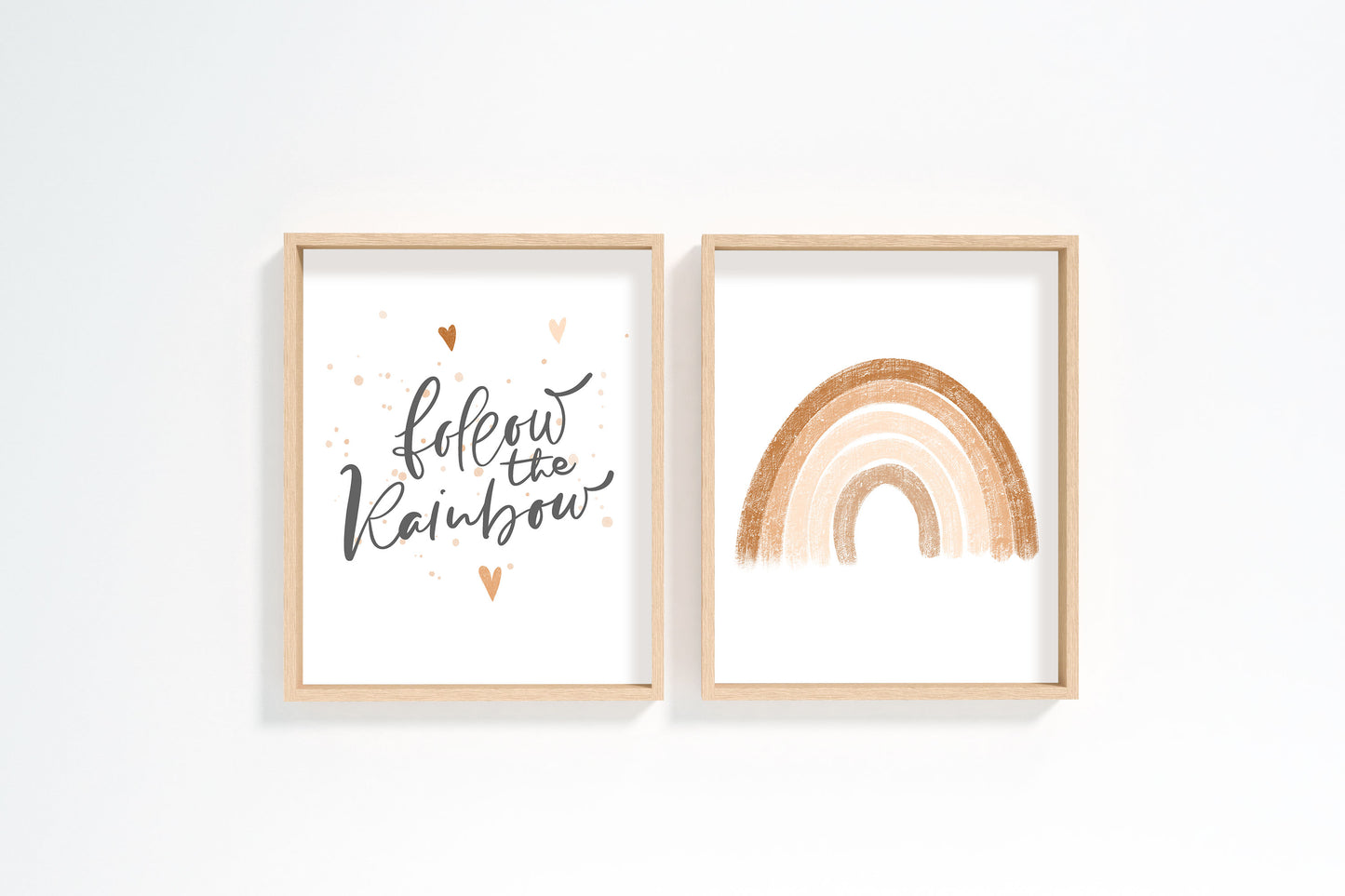 Set of 2 PRINTABLE Follow the Rainbow Wall Art, Rainbow Nursery Prints - Earthy Rainbow