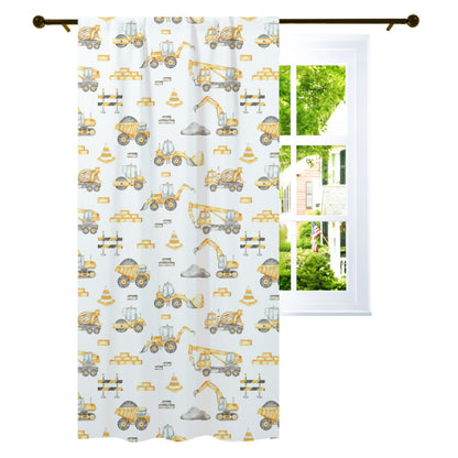 Construction truck curtain single panel, Construction nursery decor - Under Construction